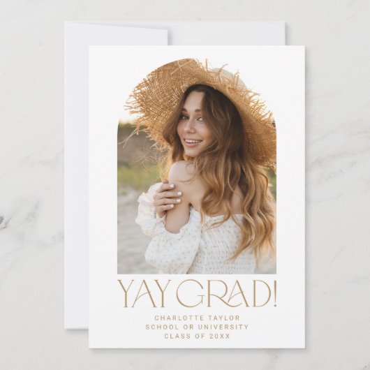 Invitation Flûte Or Moderne Elle L'A Fait Photo Arch Graduati (Dos)