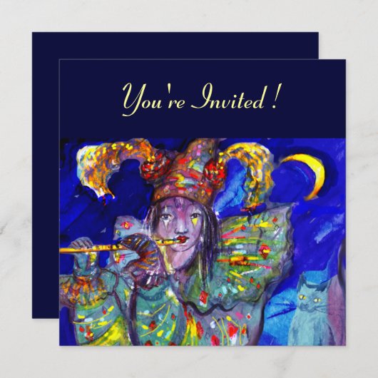 INVITATION FLUTISTE EN BLEU (Devant / Derrière)