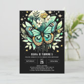 Invitation Fluttant papillon vert Anniversaire (Debout devant)