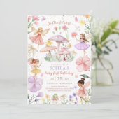Invitation Flutter and Twirl Fairy First 1st Birthday (Debout devant)