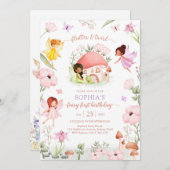 Invitation Flutter and Twirl Fairy First 1st Birthday (Devant / Derrière)