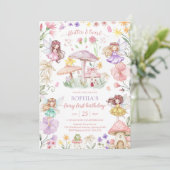 Invitation Flutter and Twirl Fairy First 1st Birthday (Debout devant)