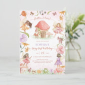 Invitation Flutter and Twirl Fairy First 1st Birthday (Debout devant)