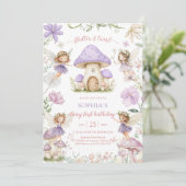 Invitation Flutter and Twirl Fairy First 1st Birthday (Debout devant)