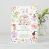 Invitation Flutter and Twirl Fairy First 1st Birthday (Debout devant)