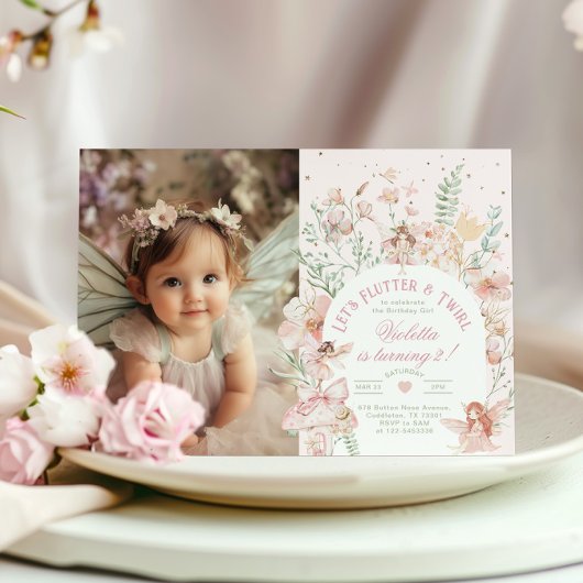 Invitation Flutter and Twirl Fairy princess Any Age BIrthday