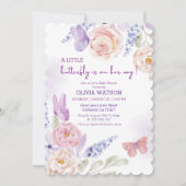 Invitation Flutter d'amour pastel Papillon Baby shower fille (Devant)