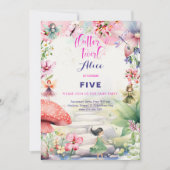 Invitation Flutter et tourbillon Fairy garden aquarelle anniv (Devant)