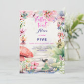 Invitation Flutter et tourbillon Fairy garden aquarelle anniv (Debout devant)