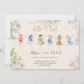 Invitation Flutter et tourbillon Fairy garden aquarelle anniv (Devant)