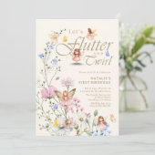 Invitation Flutter & Twirl Forest Fairy Girl's First Birthday (Debout devant)