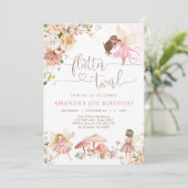 Invitation Flutter & Twirl Wildflower Fairy Girl Birthday (Debout devant)