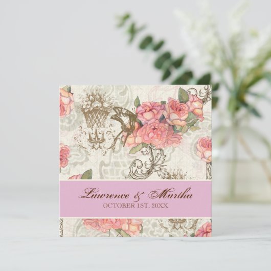 Invitation Flutterbyes 'n Mariage élégant Rose - Pink-Lav (Debout devant)