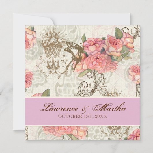 Invitation Flutterbyes 'n Mariage élégant Rose - Pink-Lav (Devant)