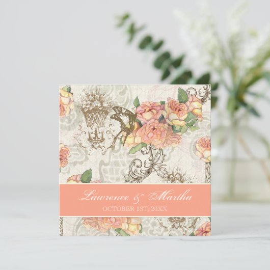 Invitation Flutterbyes 'n Mariage Rose élégant (Debout devant)