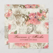 Invitation Flutterbyes 'n Mariage Rose élégant - Rose (Devant / Derrière)