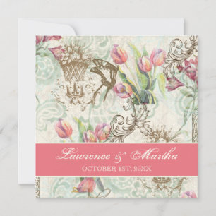 Invitation Flutterbyes 'n Tulips Mariage élégant