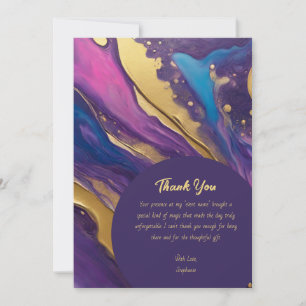 Invitation Flux Abstrait Merci - Fuchsia et or-