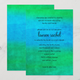Invitation Flux d'aquarelles bat mitzvah