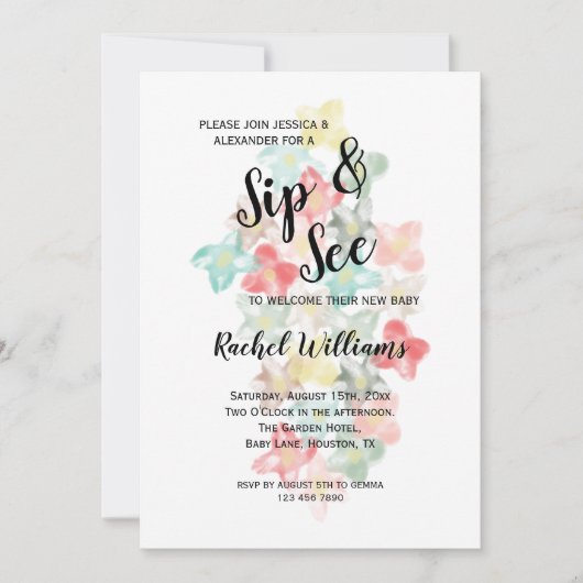 Invitation Flux d'aquarelles classiques Sip & See (Devant)