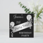 Invitation Flux d'argent noir et blanc Vaches et ballons (Debout devant)