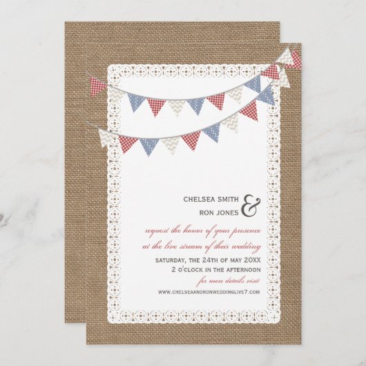 Invitation Flux en direct Mariage virtuel Lace Bunlap (Devant / Derrière)