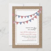 Invitation Flux en direct Mariage virtuel Lace Burlap Bunlap (Devant)