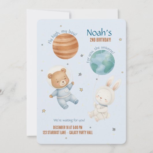 Invitation Fly High, Little Astronaut  (Devant)