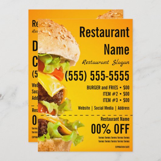 Invitation Flyer Burger 5x7 (Devant / Derrière)