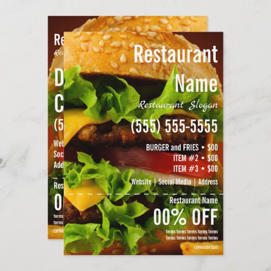 Invitation Flyer Burger 5x7 (Devant / Derrière)