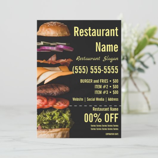Invitation Flyer Burger 5x7 (Debout devant)