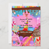 Invitation Flyer de cupcakes fantaisie Candyland Party (Dos)