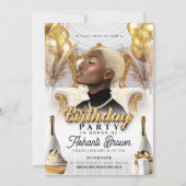 Invitation flyer de fête d'anniversaire royal blanc et or (Devant)