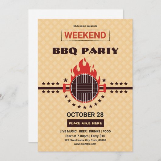 Invitation Flyer de fête du barbecue (Devant / Derrière)