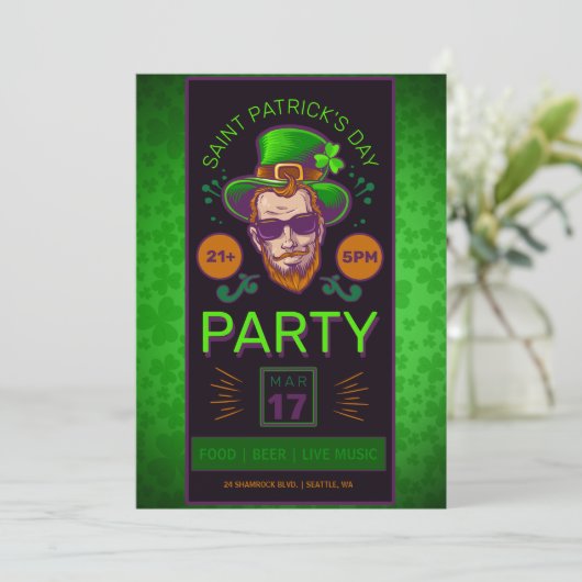 Invitation Flyer de la fête de la Saint Patrick (Debout devant)