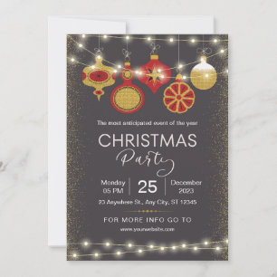Invitation Flyer de Noël élégant noir et or