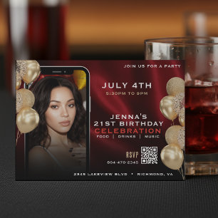 Invitation Flyer de photo sur les médias sociaux pour 21 ans