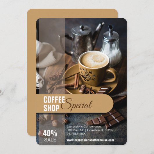 Invitation flyer de vente de café (Devant / Derrière)