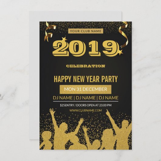 Invitation Flyer d'invitation à la fête du Nouvel An (Devant / Derrière)