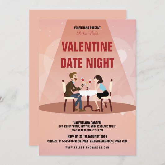 Invitation Flyer d'invitation de la Saint-Valentin (Devant / Derrière)