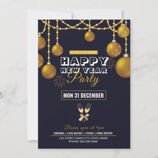Invitation Flyer pour la fête du Nouvel An (Devant)
