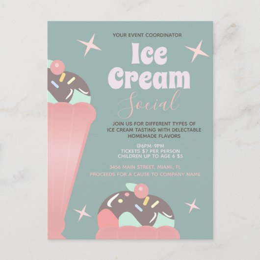 Invitation Flyer pour une Soirée de Crème Glacée R (Devant)