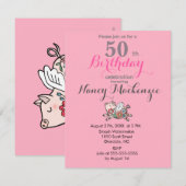 Invitation Flying Pig Cute Grange Animal Personnalisable Anni (Devant / Derrière)