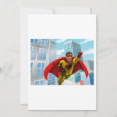 Invitation Flying Superhero Comic Style rouge et jaune héros (Devant)