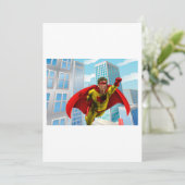 Invitation Flying Superhero Comic Style rouge et jaune héros (Debout devant)