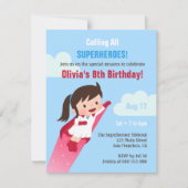 Invitation Flying Superhero Girl Anniversaire de enfant Party (Devant)