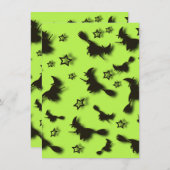 Invitation Flying witch among stars at Halloween night 3D (Devant / Derrière)