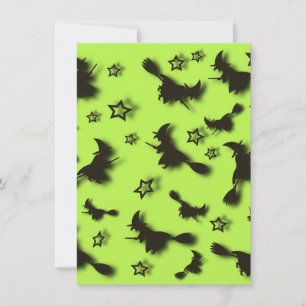 Invitation Flying witch among stars at Halloween night 3D 