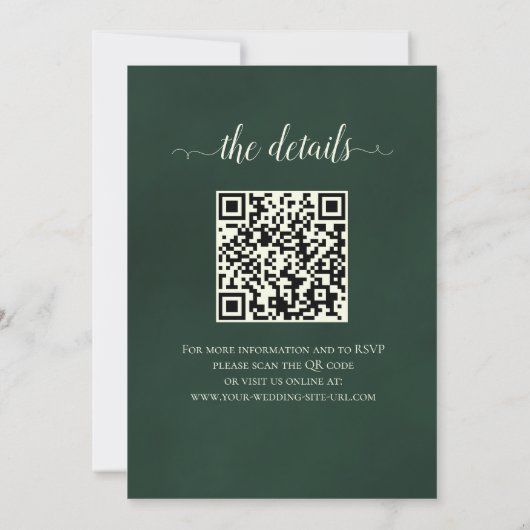 Invitation Foggy Green Mountain Pines Rustique Code QR Mariag (Dos)