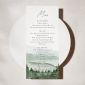 Invitation Foggy Pine Tree Mountain Wedding Menu Card